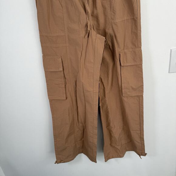 Aerie High Waisted Go For It Baggy Cargo Pants Brown Tan NEW Womens Medium - Picture 4 of 9